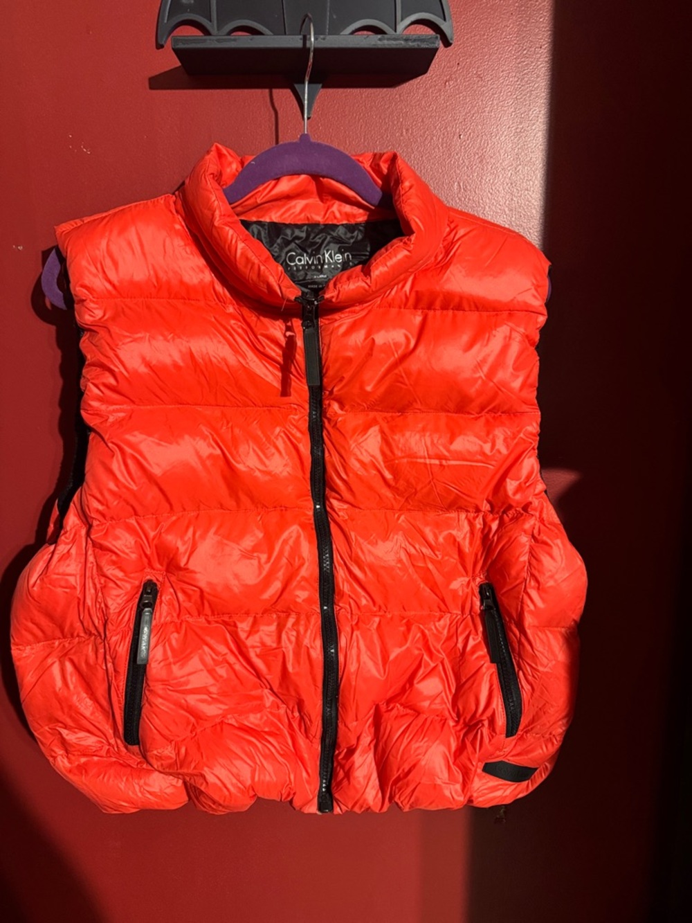 Calvin Klein Orange/ Red Quilted Puffer Vest